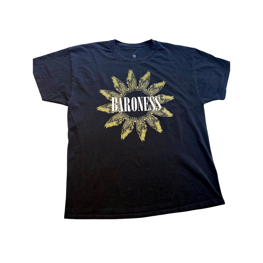 Baroness Band Graphic T-Shirt Mens XL Black Yellow Wing Sunburst Metal Tee